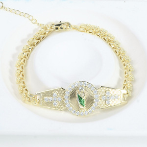 Bracelet chrétien tendance de haute qualité plaqué or 14 carats avec pierres en zircone micro-pavées CZ, charmes Pulsera San Judas Tadeo - Product Image 5