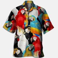 Sommer Blumen Papagei 3D gedruckt Hawaii hemd Einreiher Kurzarm für Männer und Frauen Mode Bluse Kleidung