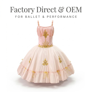 Vestido de tutú de ballet profesional rosa cosido a mano con pedrería dorada, disfraz de bailarina clásica para la obra El Cascanueces. - Product Image 4