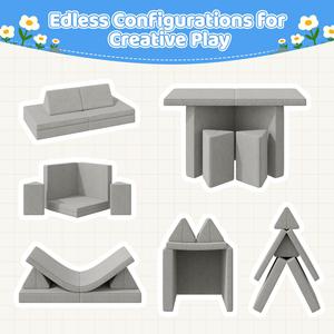 Gold Block Modular Kids <b>Sofa</b> Simple Cube Design Foam Cushion Back <b>2</b> <b>Seater</b> Living Room Furniture for <b>3</b> Years And Above - Product Image 6