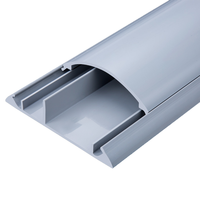 No.9 90mm/3.54 "W largeur extérieure gris plastique Pvc câble goulotte couvercle de cordon de sol avec support adhésif électrique décoratif