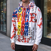 Sweat-shirt à capuche zippé pour homme, personnalisé, en gros, entièrement imprimé par sublimation, impression 3D, avec capuche, style pull-over