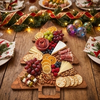 Planche à découper en bois d'acacia en forme de sapin de Noël, design Art Déco, faite à la main, plateau de service pour charcuterie de Noël, cuisine du Shandong