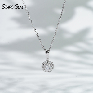 Starsgem 0.17ct 3.2mm Round Brilliant Cut Lab Grown Diamond 18K White Gold Diamond Pendant <b>Necklace</b> - Product Image 1