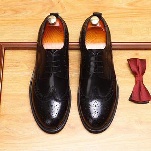 Zapatos de Boda para Hombre, Británicos, de Suela Gruesa, Cuero Genuino, Punta Cuadrada, con Cordones, Transpirables, Antideslizantes, Ligeros, con Detalle de Puntos - Product Image 3