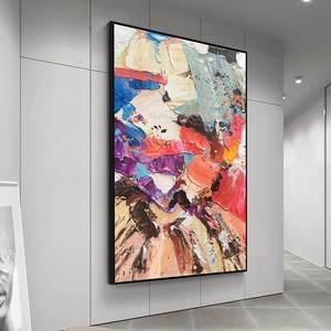 Pintura al Óleo Pintada a Mano, Gran Escala, Arte Abstracto 3D, Estilo Minimalista, con Marco, para Sala de Estar, Pasillo, Entrada - Product Image 4