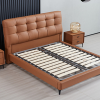 Großhandelspreis Modernes Lederbett-Set in Kingsize mit Verstellbarem Gepolstertem Weichem Kopfteil, Queensize-Bett, Umweltfreundlich