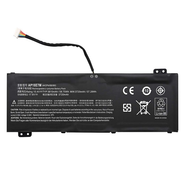 15.4V 58.75Wh 3733mAh AP18E7M AP18E8M Laptop Battery for Acer Nitro 5 AN515-54 AN515-43 N517-51 Nitro 7 AN715-51 74 74G PH315-52