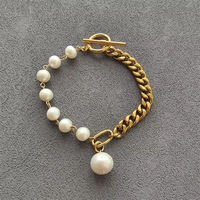 Pulsera de Perlas Barrocas Hechas a Mano al por Mayor con Dijes de Corazón y Acero Inoxidable, Joyería de Moda para Mujer y Hombre