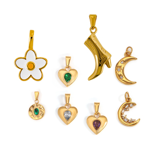 Trend narin PVD altın kolye Charm kovboy batı Boot aşk Amour kalp serisi paslanmaz çelik takı yapma Charms - Product Image 1