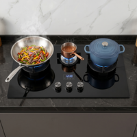 Table de cuisson électrique à trois foyers avec surface en verre, facile à nettoyer, allumage électronique, protection contre l'extinction de la flamme, usage domestique