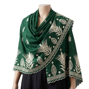 Wholesale Women Chiffon Shawl Floral Rhinestone Embroidered Lightweight Breathable Soft <b>Wrap</b> Scarf OEM ODM Custom - Product Image 3