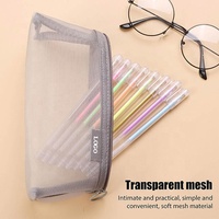Vente chaude Transparent maille Polyester porte-crayon triangulaire grande capacité école bureau papeterie sac de rangement Logo personnalisé