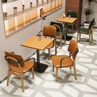 Combinaison Table et Chaise pour Restaurant Occidental, Bar, Espace de Repos, Sièges en Bois Massif, Banquette pour Pâtisserie et Café