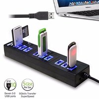 Nueva luz LED transfronteriza, de 4 pies Cable/1,2 m de largo, transferencia de datos de 5Gbps, concentrador USB 3,0, divisor USB de 10 puertos, PC, portátil, Stock