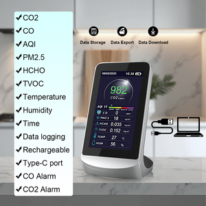 Unterstützung des Luftqualitätsmonitor-Detektors Daten erfassung für AQI PM2.5 CO <span class=keywords><strong>CO2</strong></span> HCHO TVOC Temperatur und Luft feuchtigkeit - Product Image 6