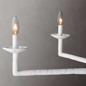 Lampadario Moderno Wabi Sabi per Sala da Pranzo, Decorazione in Resina Bianca con Texture in Gesso, LED a 5 Luci, Lampadario Rotondo Rustico <span class=keywords><strong>Pesaro</strong></span> - Product Image 3