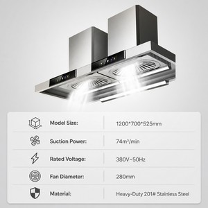 Commercial Dual Fan Kitchen Exhaust Hood with LED <b>Lights</b> for Restaurants Hotels Catering and Food Service Equipment Dealers - Product Image 2