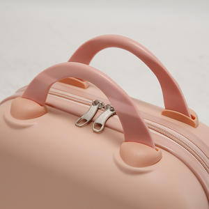 Boîte de rangement cosmétique de qualité supérieure 29x15x22cm avec fermeture éclair et roulettes pour le voyage, organiseur de maquillage, couleur unie, matériau ABS PC - Product Image 4