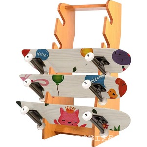 Étagère de rangement pour skateboard en bois, étagère multi-niveaux pour enfants, présentoir sur pied pour salon, organisateur de jouets pour enfants - Product Image 1