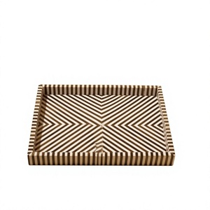 Bandeja Decorativa con Patrón Geométrico Cuadrado en Forma de Chevron, con Bordes Elevados, para el Hogar, Tocador, Encimera de Cocina, Bandeja de Servicio Personalizada - Product Image 1