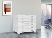 Armoire de rangement pour plans et dessins avec roulettes, en acier, pour plans d'ingénierie A0 et A1