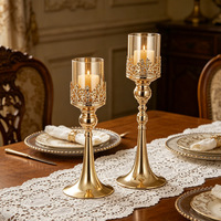 Ensemble de 2 chandeliers simples en verre style hurricane, luxe, pour centre de table de mariage, banquet, événement, fête