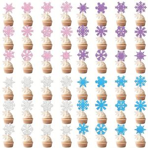 Accesorios de decoración de Navidad regalo pastel de papel copo de nieve pequeña bandera decorativa escritorio Plug-In suministros para fiestas - Product Image 5