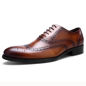 Chaussures Oxford en Cuir de Vachette Haut de Gamme Style Brogue Vintage Faites à la Main à Lacets en Cuir Véritable pour Mariage Formel Imperméables Saison Automne - Product Image 2