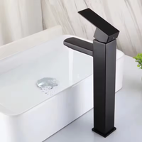 Keran Lotour Black Square Modern Brushed Deck-Mounted Stainless Steel Ceramic Single Hole Thermostatic Touch Sensor Single Handle
