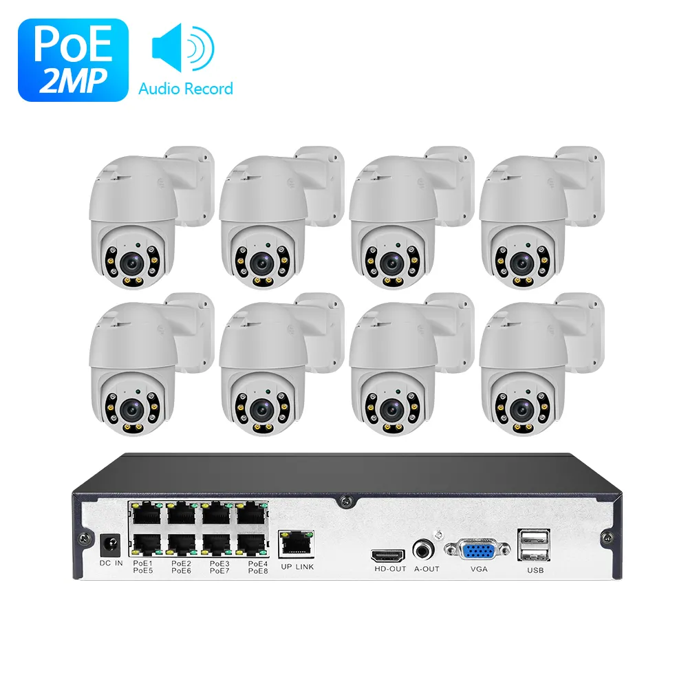 Looafe Kamera Ip Luar Ruangan 1080P Ip, Kamera Ip Poe Ptz Kubah Warna Penuh Alarm Cctv Sistem Alarm Keamanan