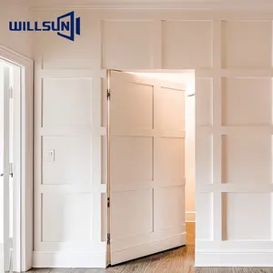 Pintu rahasia Panel tanpa bingkai pintu tidak terlihat Flush Interior kayu Foshan dengan engsel tersembunyi