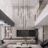 Lustre moderne en forme de haricots magiques croisés personnalisé, pour salon, grand lustre suspendu pour plafond haut