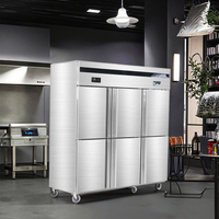 Congélateur-chiller commercial à 6 portes, vertical, en acier inoxydable, à refroidissement par air, pour restaurant et cuisine centrale