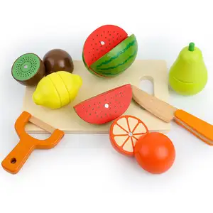 17 Pieces Wholesale Fruit Cut Girls Magnetic Wooden Educational Food Kitchen Pretend Play Toys For Child