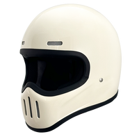 Casque de moto intégral rétro en fibre de verre - Rouge et blanc - Design classique - Compatible - DOT / 3C - Direct usine