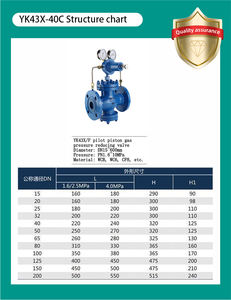 Válvula reguladora de presión de Gas con brida Manual de acero al carbono, diafragma de pistón piloto para reducción de presión Natural de nitrógeno, YK43X-40C - Product Image 6