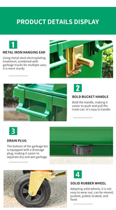 चीन कचरा बिन कारखाने की आपूर्ति बिक्री hdpe उच्च प्रतिरोधी नीले हरे हरे हरे रंग का अपशिष्ट बिन कचरा बिन - Product Image 4