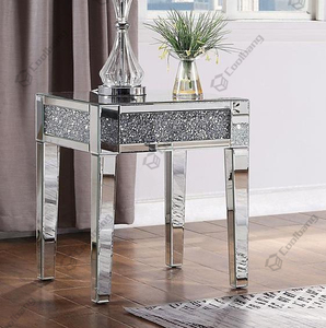 Modern Home <strong>Sofa</strong> <strong>Side</strong> <strong>Table</strong> Crushed Diamond Silver Mirrored End <strong>Table</strong> - Product Image 2