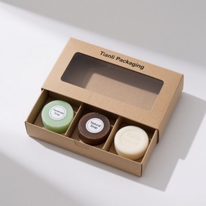 Factory Wholesale Custom Handmade Brown Kraft Paper Box Soap Box With PET Window Gift Packaging Box