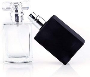 <b>30ml</b> Clear and Black Empty Flat Square <b>Perfume</b> <b>Bottle</b> - Product Image 1
