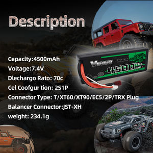VSVAW baterai Lipo 2S 7.4V 70C 4500mAh, baterai Hardcase dengan colokan Deans untuk mobil RC perahu truk helikopter model pesawat balap - Product Image 3