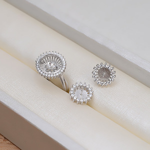 Wenchi S925 Silver Ear Nails Female Pearl DIY <b>Jewelry</b> Accessories Semi-finished <b>Tray</b> 15950 3mm 4mm Leaf Earpins Earrings - Product Image 2
