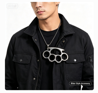 Collier pendentif en alliage de zinc, style punk multicolore, prêt à être expédié, pour hommes motards, bijoux de fête hip-hop