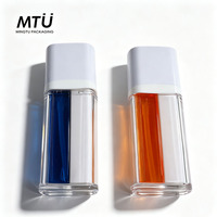 Vente en gros de flacons en plastique AS à double compartiment de 20 ml, double pompe, carrés, deux-en-un, contenants vides pour soins de la peau, logo personnalisé