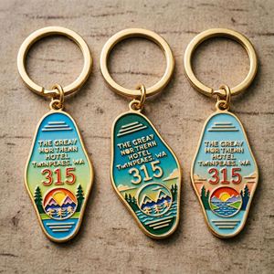 Custom Chain Motel Vintage Metal <b>Key</b> Tag <b>Ring</b> Sublimation Uv Print Double Sided Blank Hotel Keychain Wholesale - Product Image 1