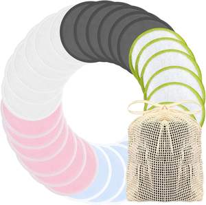 Tampons démaquillants réutilisables, disques de <span class=keywords><strong>coton</strong></span> réutilisables avec sac à linge, boîte de rangement en métal, tampons lavables en <span class=keywords><strong>bambou</strong></span>, en éponge, en charbon de bois - Product Image 1