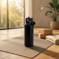 Bouteille d'eau isotherme à double paroi en acier inoxydable de 1,8 L avec couvercle anti-fuite et poignée pour boissons chaudes/froides, sport et voyage