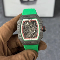 Montre mécanique automatique de luxe pour homme 6702, de haute qualité, avec cristal saphir, boîtier en fibre de carbone, bracelet en nylon, style hip-hop, sport