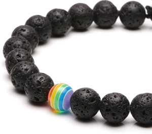 Bracelet en perles arc-en-ciel LGBT pour hommes et femmes, bijoux ajustables en corde tressée pour couples - Product Image 3